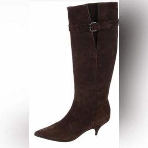 Sigerson Morrison Suede Knee-High Boots Brown Brand New Retail $625